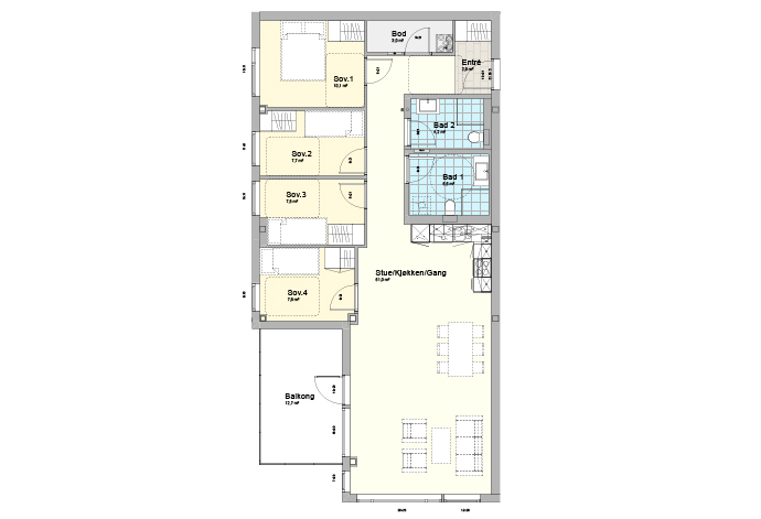 Plantegning leilighet Breidablikk Geilo